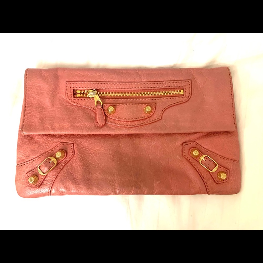 Balenciaga pink clutch